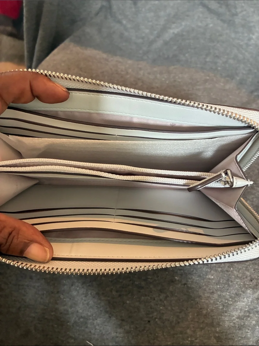 kate spade Metallic Silver Zip-Around Wallet